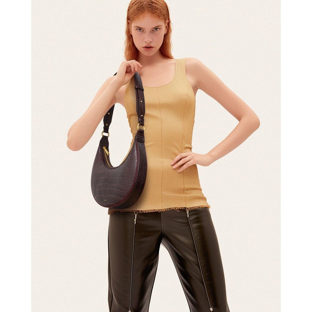 JW PEI Carly Saddle Bag in Brown Croc New Womens Shoulder Purse - Picture 12 of 14